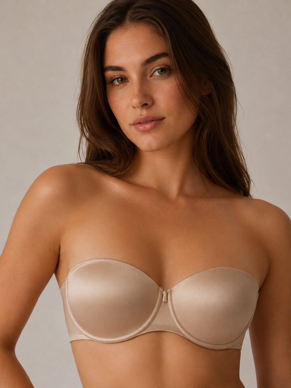 Curvation 40DD Strapless Underwire Bra Nude Beige Full Coverage NWT - Picture 11 of 11